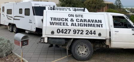 Onsite caravan wheel alignment